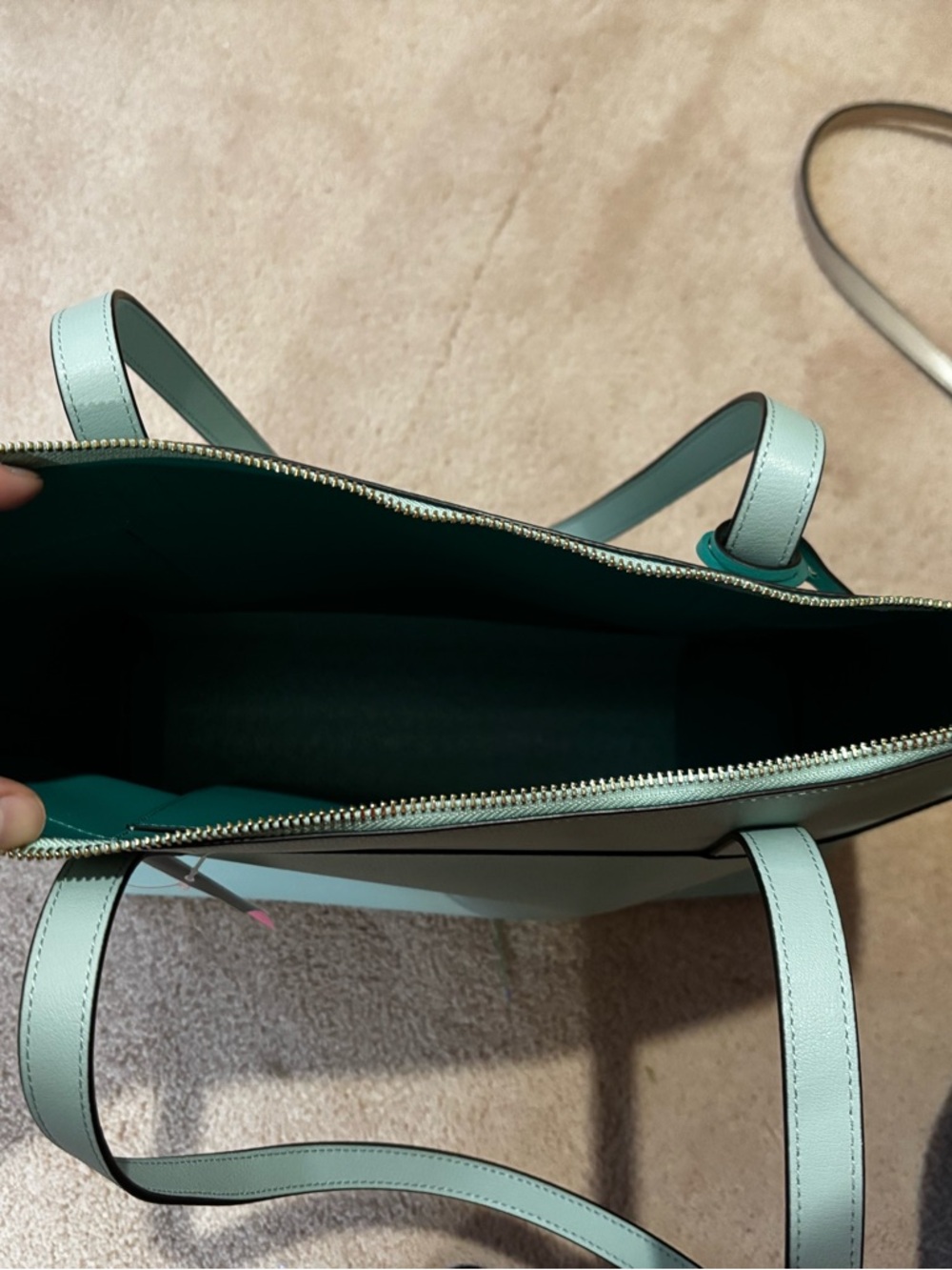 kate spade Light Mint Leather Tote with Teal Tag - Picture 3 of 3
